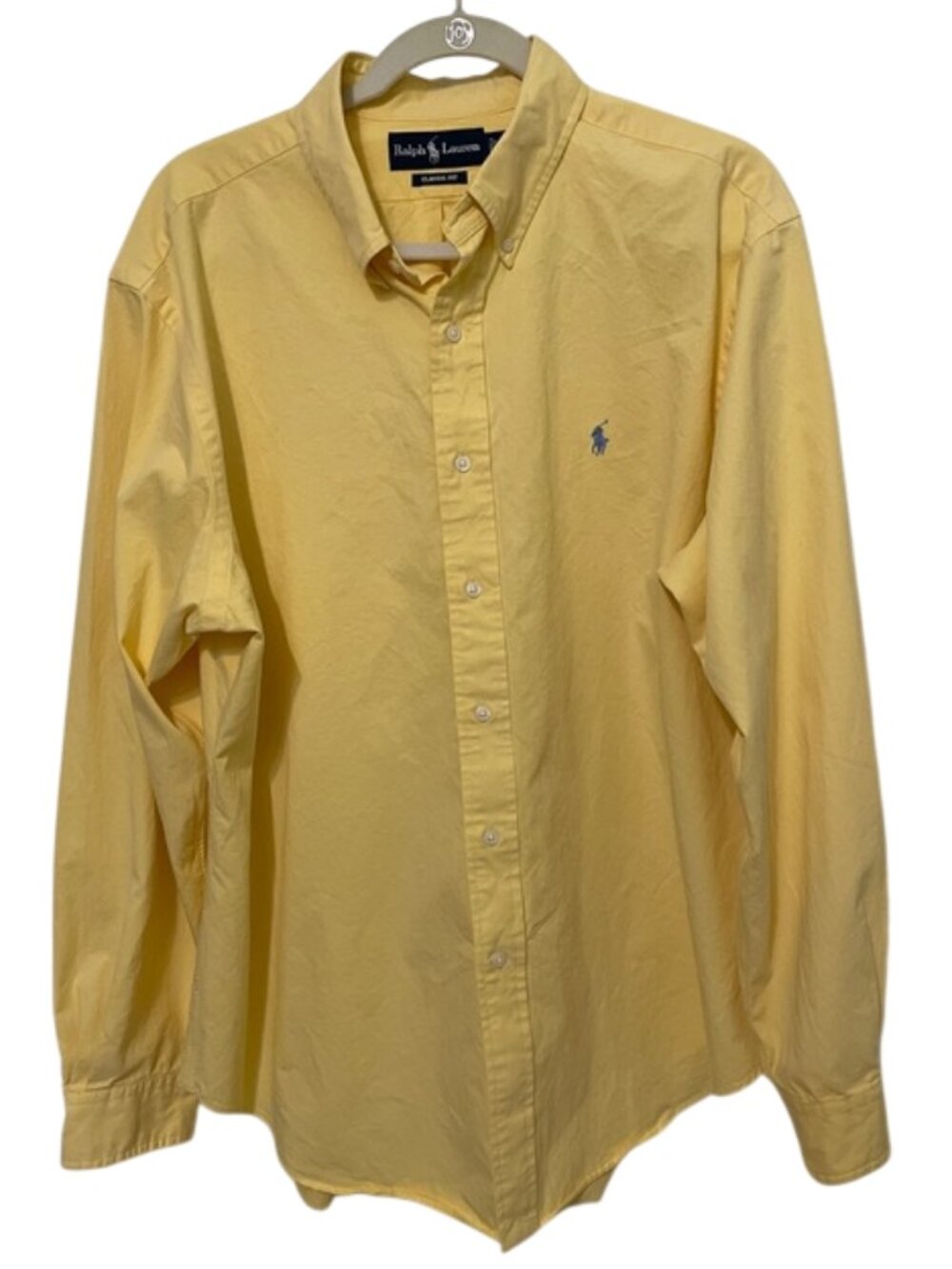 Polo Ralph Lauren Shirt Mens XL Classic Fit Yellow Oxford Long Sleeve Shirt Pony